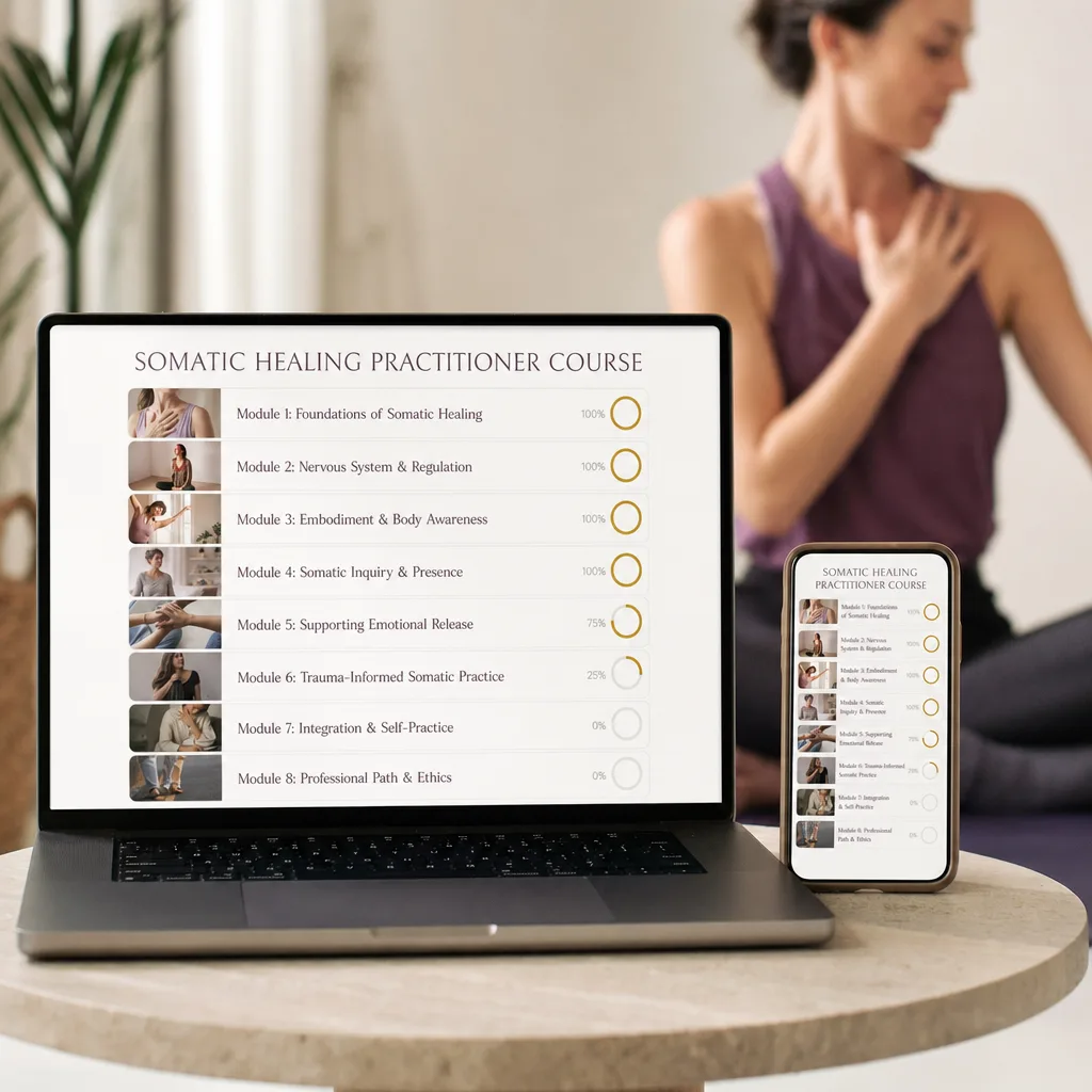 The complete course: 8 modules and 42 lessons in the Soma platform
